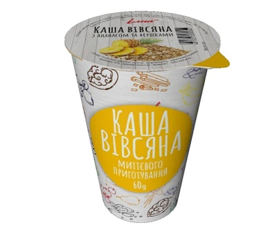 Каша с ложкой в стакане овсяная Ілна ананас 60 г