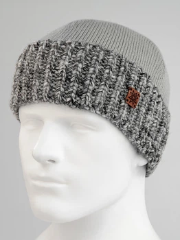 Шапка мужская вязаная FOX One Size (56-60) Св.Серый/Серый-Черный
