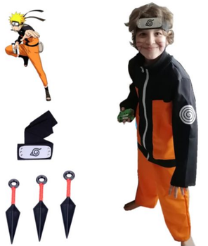 Костюм Наруто Удзумакі з пов'язкою та кунаями Naruto ABC (100-110см)