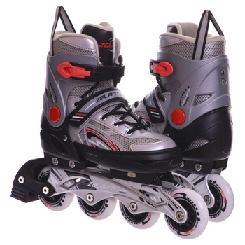 Роликовые коньки раздвижные Zelart Rollers Team My Go 2924 размер 32-35 Silver-Black-Orange