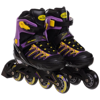 Роликовые коньки раздвижные Zelart 2914 размер 29-32 Black-Violet