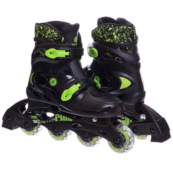 Роликовые коньки раздвижные Zelart 2920 размер 31-34 Black-Green