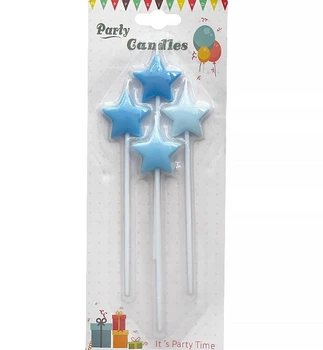 Свечи для торта "Звезда голубая" набор - 4 шт., высота - 13,5 см., цвет - голубой