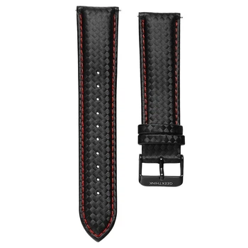 Кожаный ремешок для часов Carbon (20 мм) Black Red (09874-44)