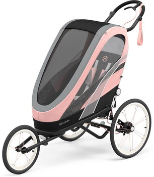 Спортивная прогулочная коляска Cybex Sport Zeno Silver Pink на черном шасси с оранжевыми деталями