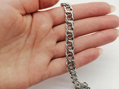 Серебряная цепь 925 пробы Арабский Бисмарк 55см / 6мм чернёный