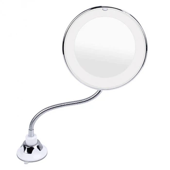 Світлодіодне LED дзеркало 10х Ultra Flexible Mirror для макіяжу з присоскою на гнучкій ніжці зі збільшенням
