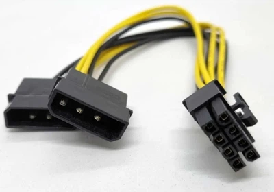 Переходник питания для питания процессора 2 x Molex -> 8 pin CPU ATX (718718355) Черно-желтый