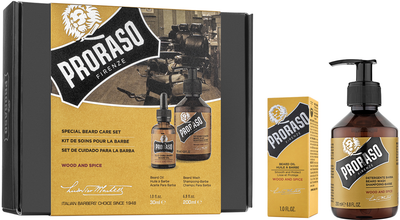 Подарунковий набір для догляду за бородою Proraso Вуд енд Спайс Шампунь 200 мл + Олія 30 мл (8004395007455)