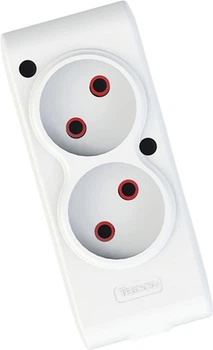 Колодка TECCO 102 200 00, 2 пости без заземлення Біла (8681277841057)