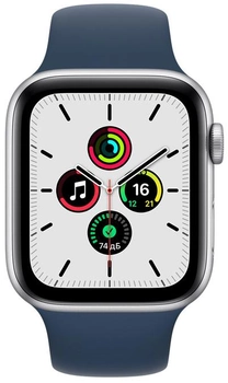 Смарт-годинник Apple Watch SE GPS 44 mm Silver Aluminium Case with Abyss Blue Sport Band (MKQ43)
