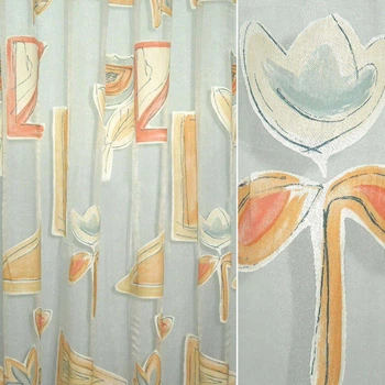 Органза деворе тюль абстракция цветы абрикосово-серая, белая, ш.290 (37215.044)