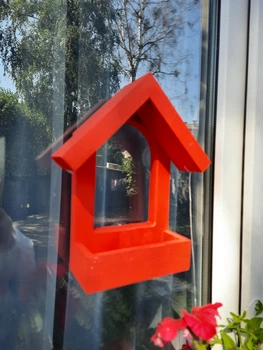 Кормушка для птиц на окно House_for_birds "Балкон" красная