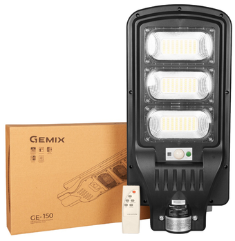 Консольный светильник Gemix 150W 6000K 24000Lm GE-150 с солнечной батареей и датчиком движения