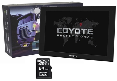 GPS навигатор COYOTE 1090 DVR Maximus PRO 1GB/16GB 9 дюймов Андроид GPS Навигатор Видеорегистратор для грузовиков + MicroSD карта памяти 64GB