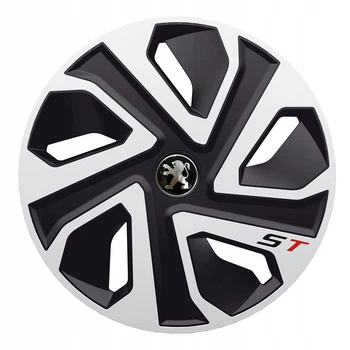 Автомобильные колпаки J-tec ST Silver&Black R13 с логотипом Peugeot (4 шт.)