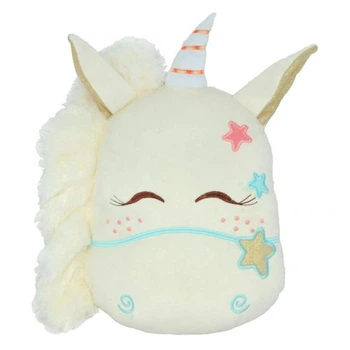 Подушка декоративная Единорог Лилу мягкая плюшевая 42x35 см Белая для детской комнаты и отдыха с гипоаллергенными материалами