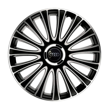 Автомобильные колпаки 4 Racing Le Mans Pro Silver&Black R13 с логотипом Audi (4 шт.)