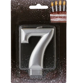 Свечи - цифры в торт "7", высота - 8 см, цвет - серебро