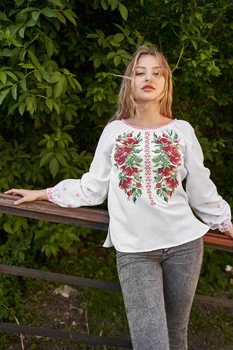 Вишиванка Vyshyvanka сорочка,маш.виш., Шипшина 44 Біла 4561