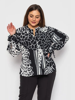 Блуза "Алва" (черный+белый) 56 (XXXXL)