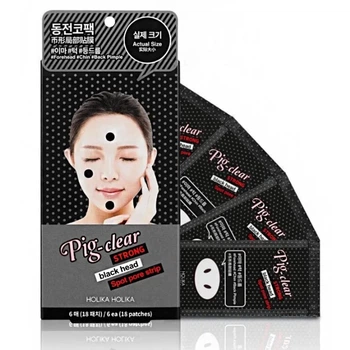 Набор тoчeчных пaтчей для oчищeния пop Holika Holika Pig Clear Strong Blackhead Spot Pore Strip 6 шт (8806334377731)