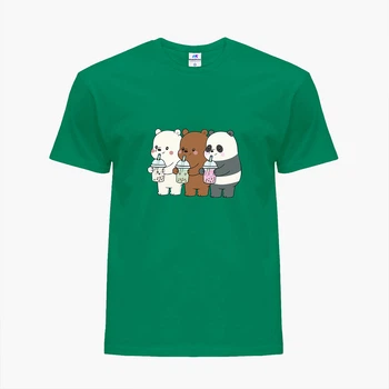 Дитяча футболка для дівчаток Вся правда про ведмедів (We Bare Bears) (25186-2896-73) 104-110 см Бавовна Темно-зелений