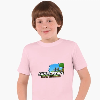 Детская футболка для мальчиков Майнкрафт (Minecraft) (25186-1170-29) 146-152 см Хлопок Розовый