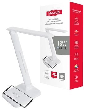 Настольная лампа Maxus DL 13W 4100K WH Wireless charger