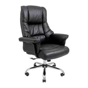 Крісло Richman Конгрес Хром M-2 Широкий (Anyfix Wide) Шкіра Люкс Чорна