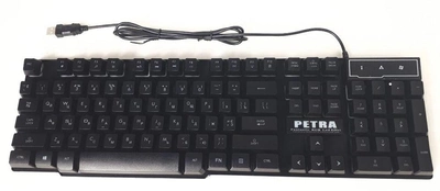 Комплект проводная клавиатура игровая и мышь Petra MK1 6965 black с подсветкой