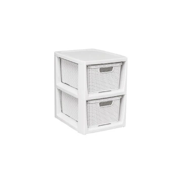 Комод BRANQ RATTAN на 2 ящика мини 29.5x24.0x 32.8см белый (BRQ - 1727.1)