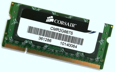 Оперативная память для ноутбука Corsair SODIMM DDR2 2Gb 667MHz 5300s CL5 (CMR2G667S) Б/У
