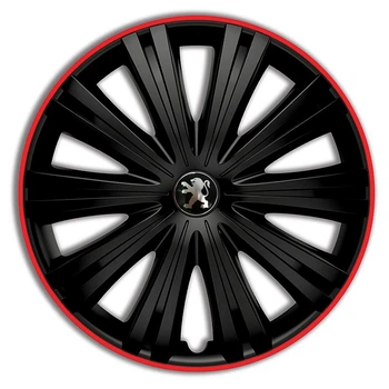 Автомобильные колпаки Argo Giga R R15 4 шт. Черный/Красный обод (с логотипом Peugeot)