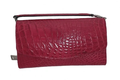 Сумка-клатч Croco Leather з шкіри крокодила винна