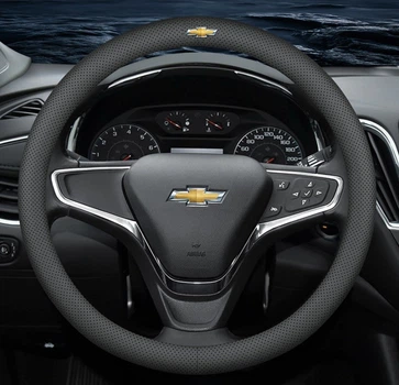 Чехол на руль оплетка для автомобиля Chevrolet натуральная кожа DLCar Lux