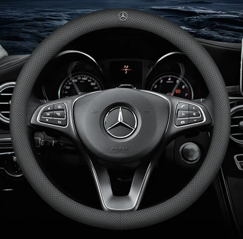 Чехол на руль оплетка для автомобиля Mercedes натуральная кожа DLCar Lux