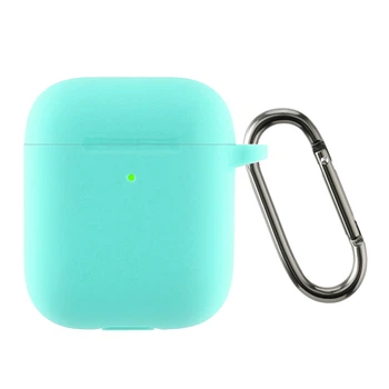 Силіконовий чохол для навушників Apple AirPods 2, Hang Case, бірюзовий, ультратонкий захисний кейс товщиною 2 мм, захист від подряпин, пилу та ударів, компактний, з карабіном для кріплення, ArmorStandart (ARM59686)