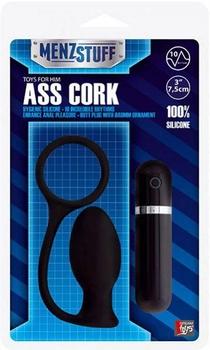 Анальна вибропробка з эрекционным кільцем Menzstuff Ass Cork Small колір чорний (15943005000000000)