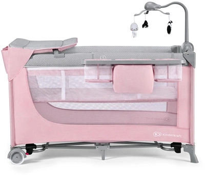 Кровать-манеж Kinderkraft Leody с пеленатором Pink (KCLEOD00PNK00AC) (5902533917945)