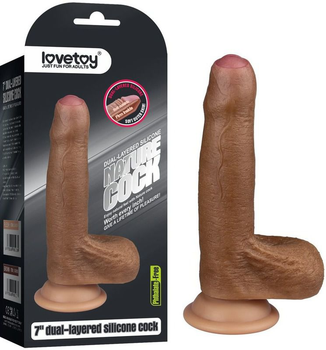 Фалоімітатор Lovetoy Dual-Layered Uncircumcised Platinum Silicone Dildo 7 колір коричневий (19580014000000000)