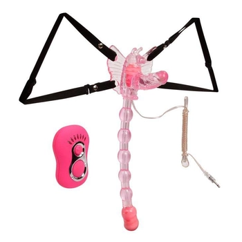 Клиторальный вибратор с хвостом для анальной стимуляции Baile Strap-on Butterfly цвет розовый (00293016000000000)