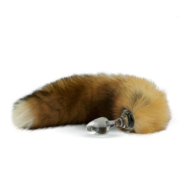 Анальная пробка с хвостиком из натурального меха канадской красной лисы, 8.5 см (11726000000000000)