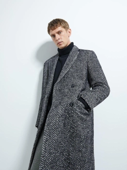 Пальто Zara XAZ229623MAGK Черное в белые узоры