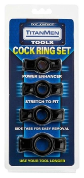 Набір эрекционных кілець TitanMen Cock Ring Set колір чорний (13228005000000000)