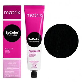 Стойкая крем-краска Matrix Socolor Pre-Bonded 1A Иссиня-черный пепельный 90 мл