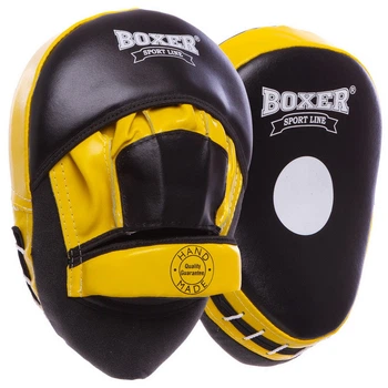 Лапа изогнутая кожаная (2шт) Boxer Элит 2012-01 размер 23х19х4,5см Black-Yellow