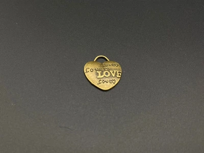 Подвеска-заготовка фигурная металлическая Сердце с надписью LOVE 2,3х2,1 см Бронзовый (V-4980)