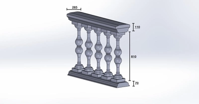 Балюстрада из бетонных балясин Twins 1000 мм х 990 мм серая