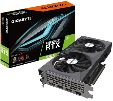 Видеокарта Gigabyte GeForce RTX 3060 Ti, EAGLE OC Rev. 2.0 (Limited Hash Rate), 8Gb GDDR6, 256-bit, 2xHDMI/2xDP, 1695/14000 MHz, 8-pin (GV-N306TEAGLE OC-8GD)
